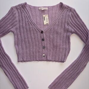 Aeropostale Purple Cropped Cardigan XS